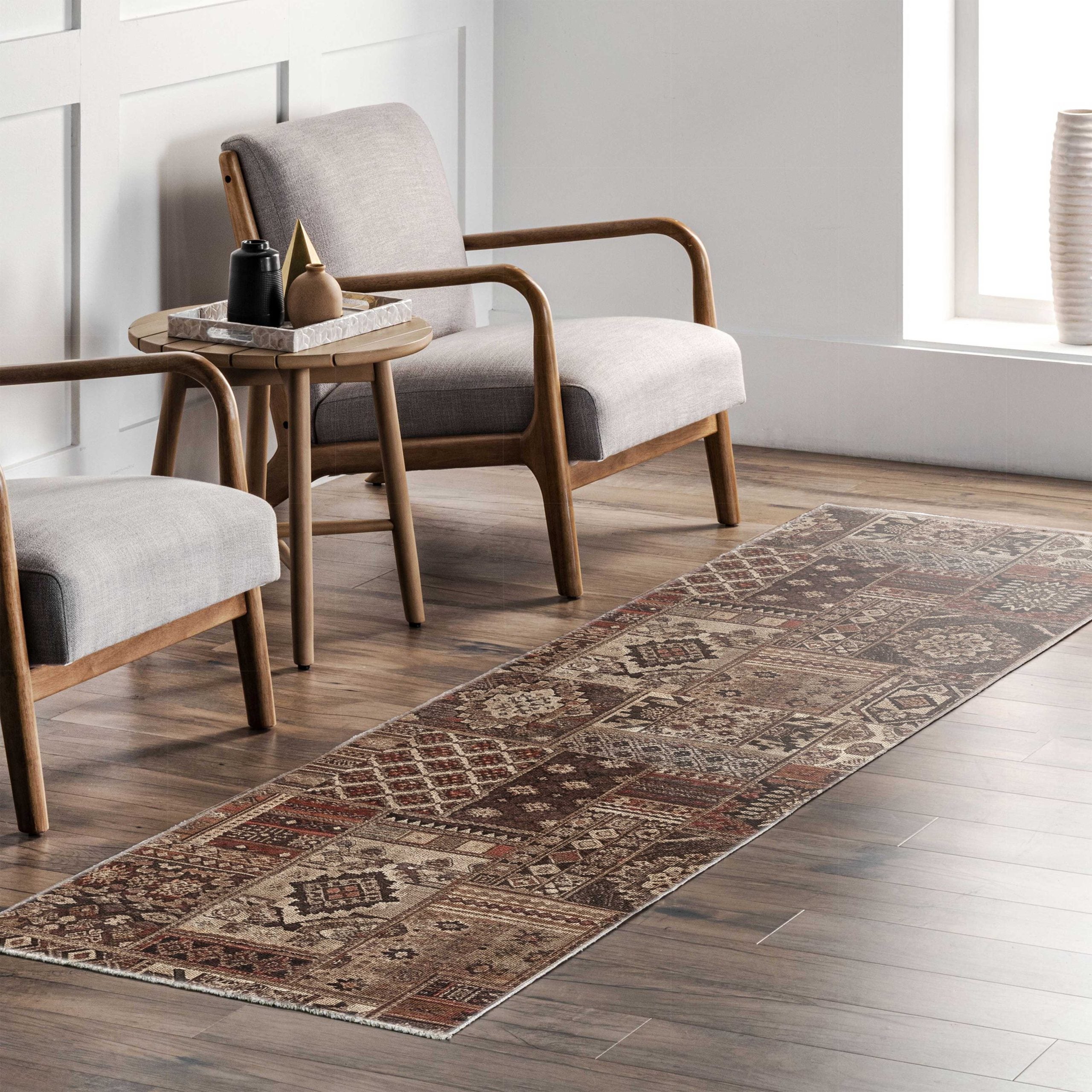 Netline Home Mink Brown Ethnic Machine Washable Chenille Rug Design NH7094 - Gallery Image 8 - Netline Home