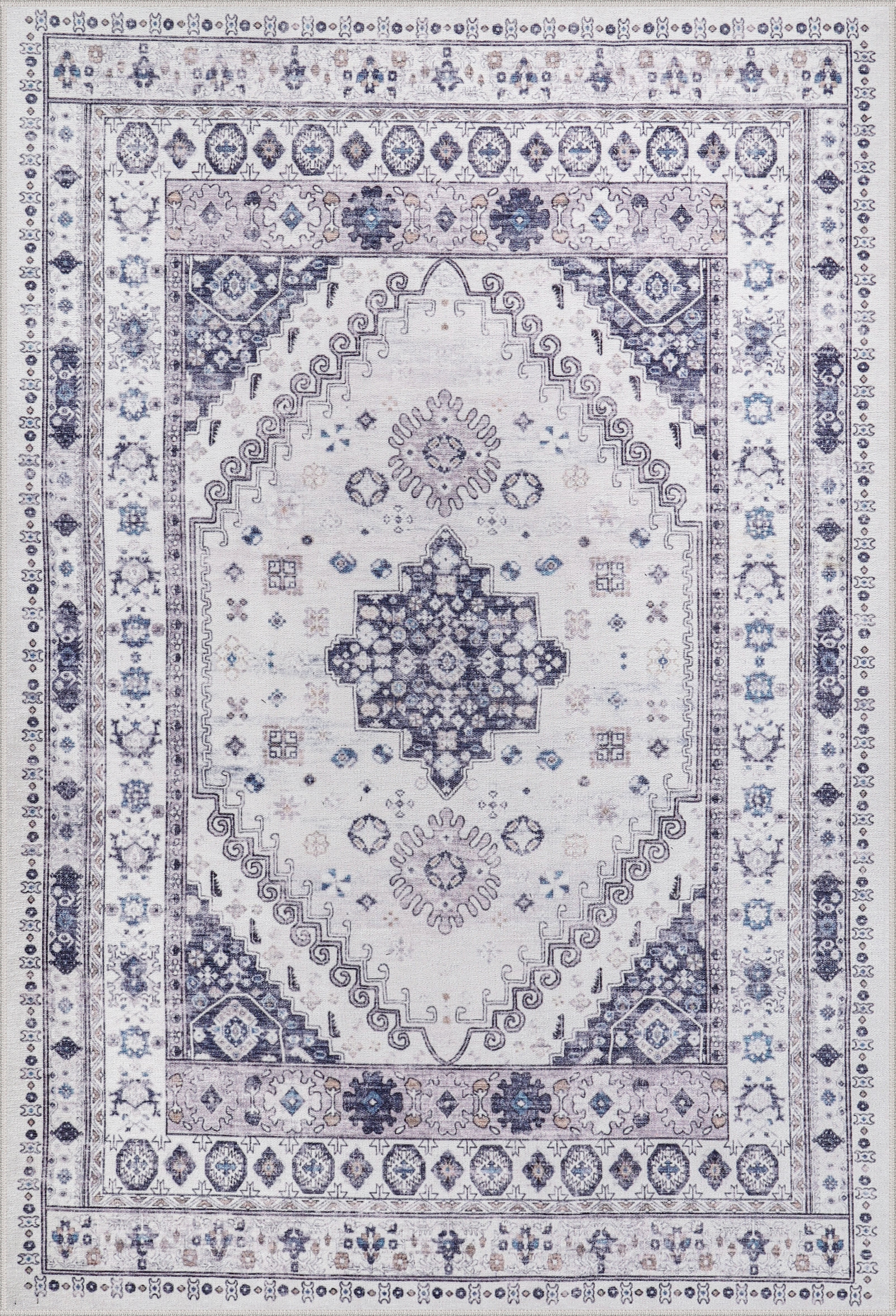 Netline Home Rugs Depot - Modern Beige Floral Washable Rug - Design KELIM2001
