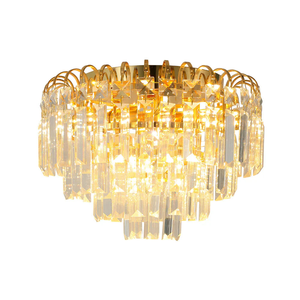 Contemporary Waterfall Flush Crystal Ceiling Light by Netline Home Interior, featuring cascading crystal design for elegant home lighting.