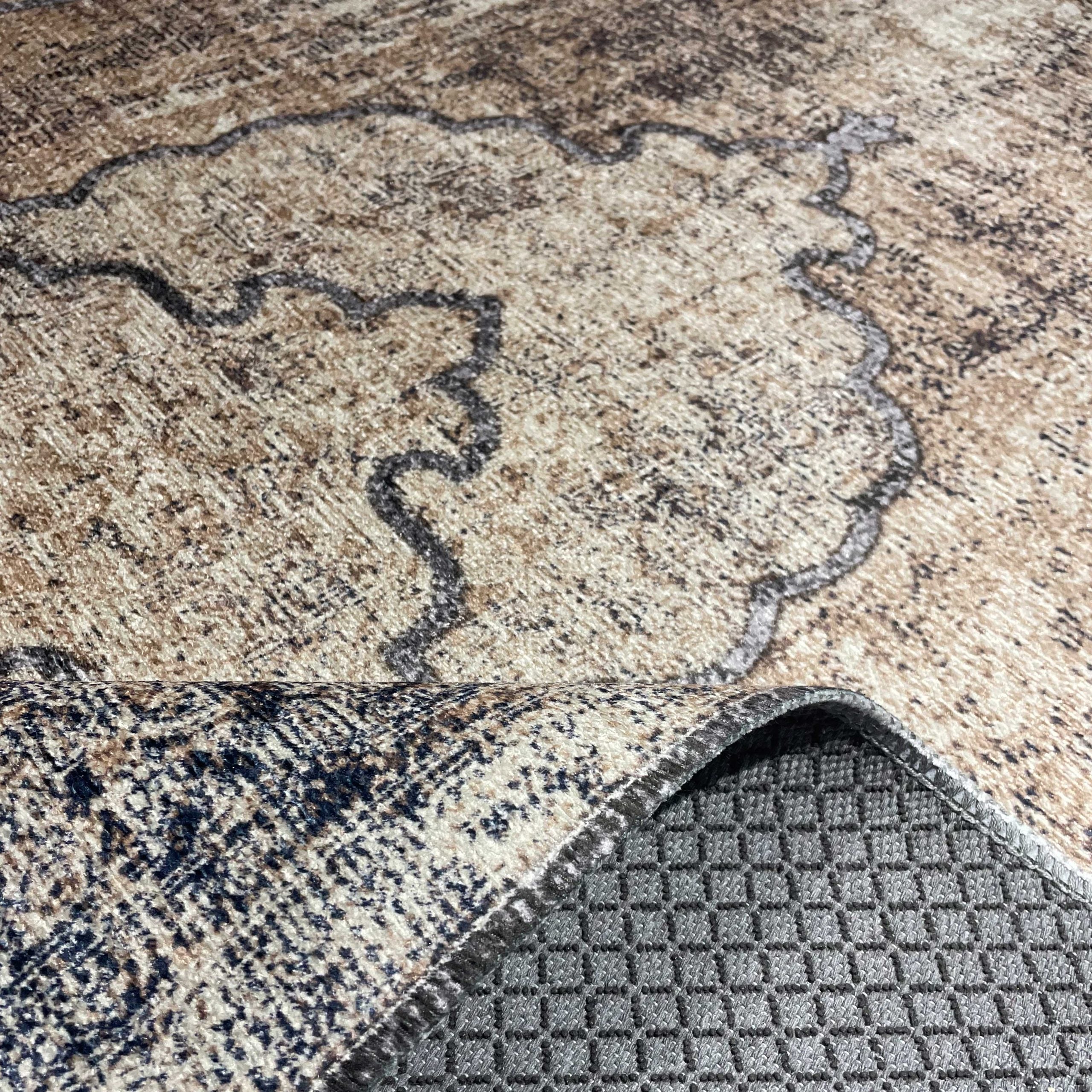 Netline Home Mink Brown Vintage Machine Washable Chenille Rug Design 455-01 - Gallery Image 3 - Netline Home