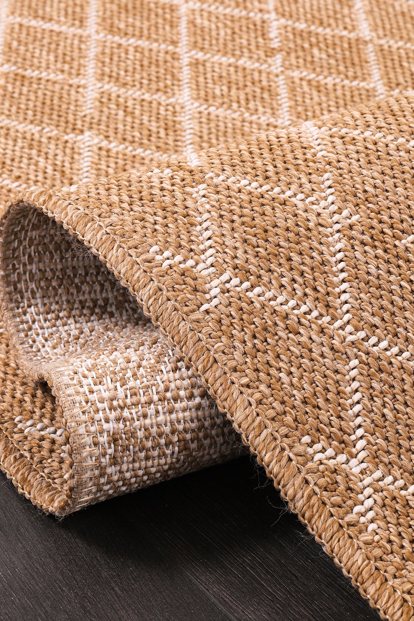 white diamond jute effect rug trellis indoor outdoor non slip flatweave UK