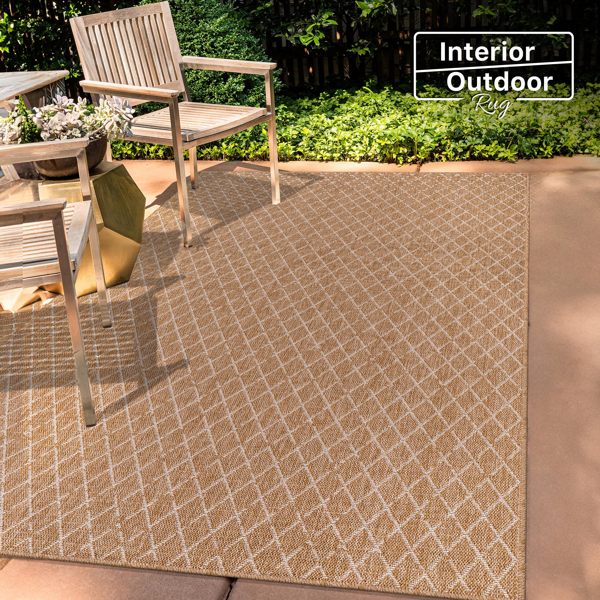 white diamond jute effect rug trellis indoor outdoor non slip flatweave UK